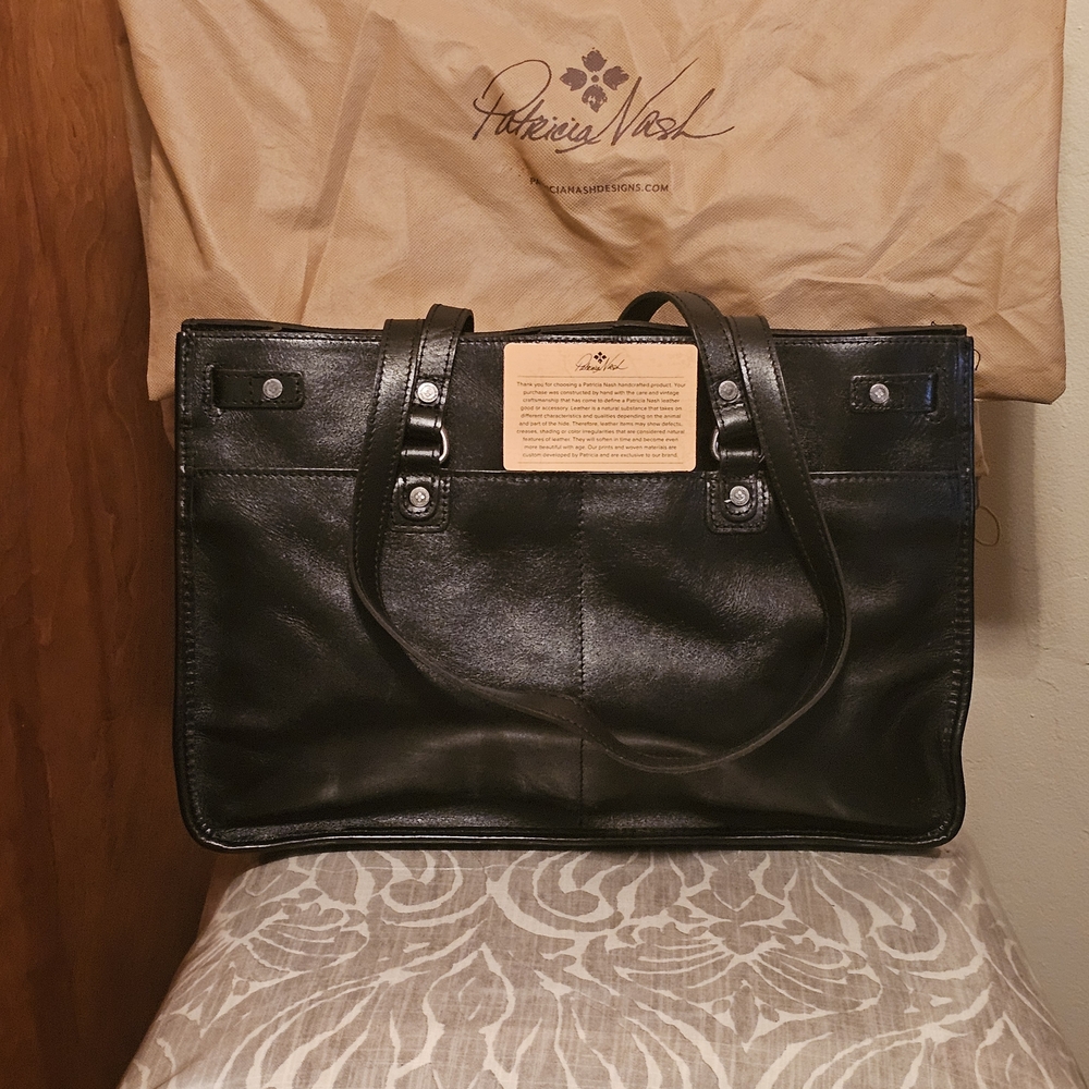 Patricia Nash Sleek Black Leather Handbag